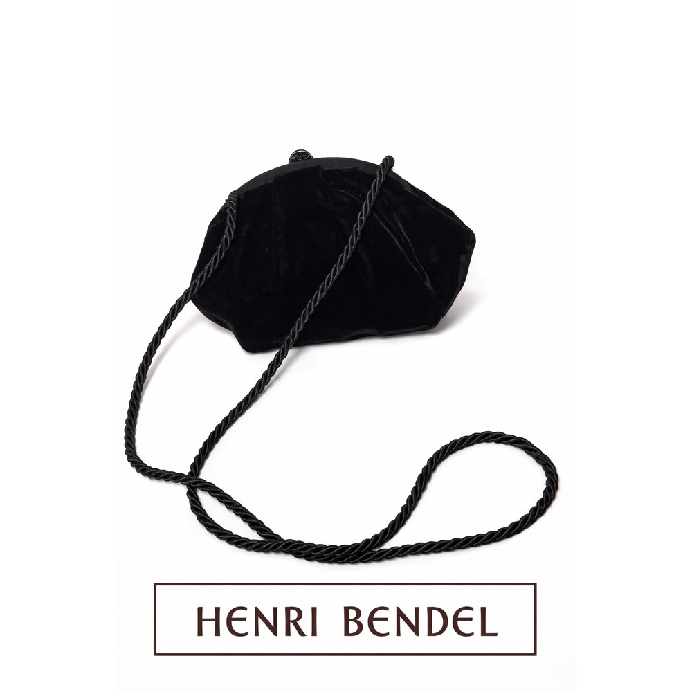 Henri‎ Bendel Black Velvet Evening Bag Crossbody Clutch